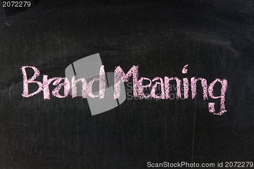 Image of Brand Meaning handwritten with chalk  on a blackboard