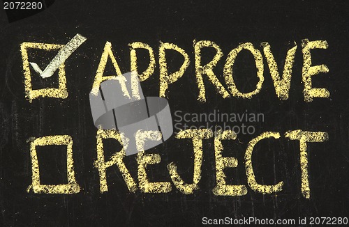 Image of Chalkboard drawing - Reject or approve 