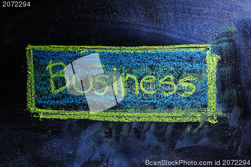 Image of The word Business ; handwritten with white chalk on a blackboard 