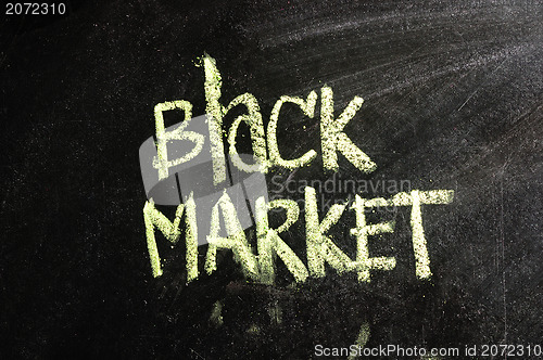 Image of business BLACK MARKET written on blackboard 