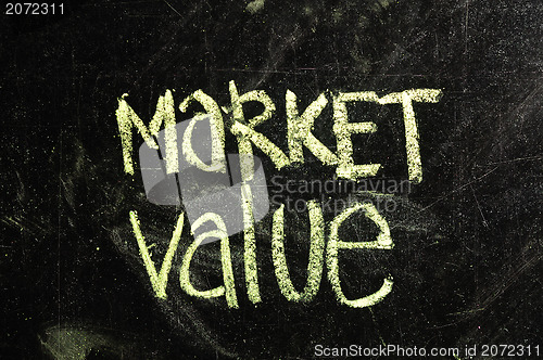 Image of business MARKET VALUE written on blackboard 