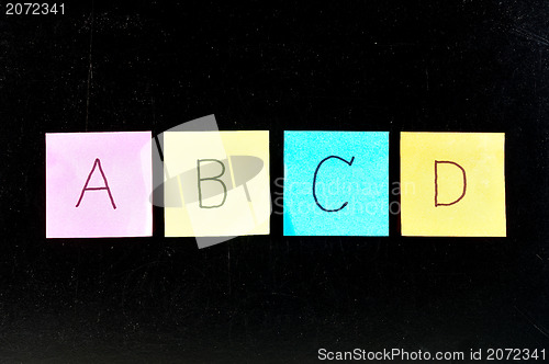 Image of ABCD paper on blackboard