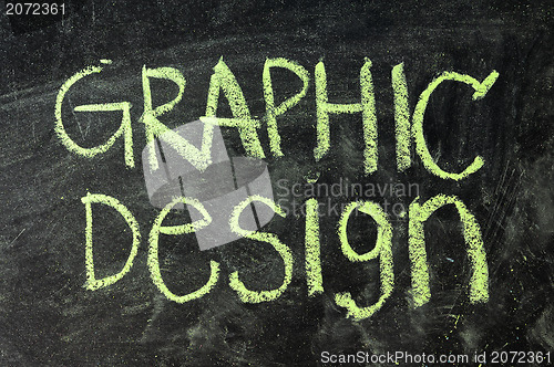 Image of Graphic design word- white chalk handwriting on isolated vintage slate blackboard 
