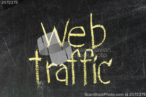 Image of WEB TRAFFIC concept , on blackboard