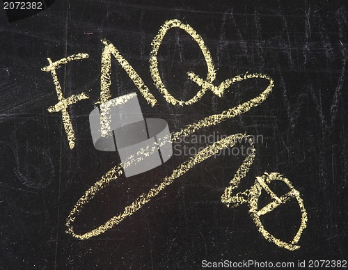 Image of FAQ word and mouse drawn on chalkboard 