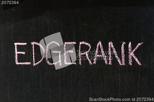 Image of EDGERANK handwritten with chalk  on a blackboard 