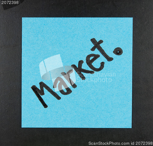 Image of Market handwritten with postit on a blackboard