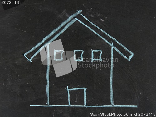 Image of Chalk drawing - House 