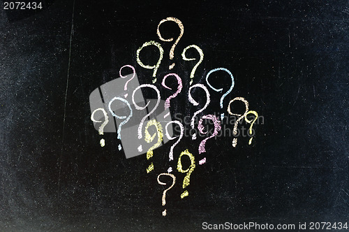 Image of decision making or brainstorming concept - a collection of question marks 