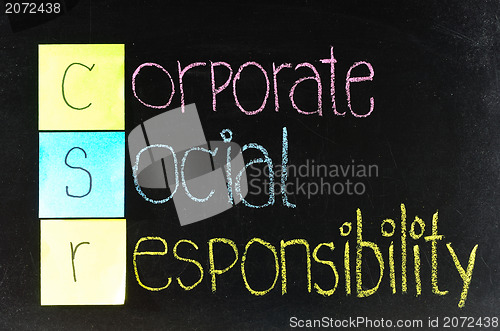 Image of corporate social responsibility ( CSR ) concept on chalkboard 