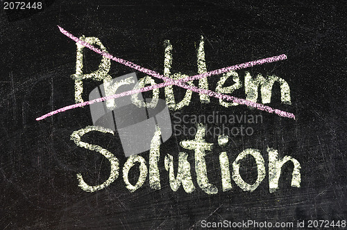 Image of solution for a problem written on a chalk or black board 