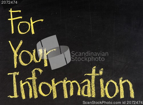 Image of for your information, fyi with information symbol written on blackboard background high resolution 