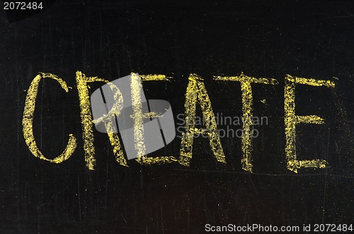 Image of create written on blackboard , high resolution 