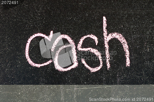 Image of CASH handwritten with white chalk on a blackboard