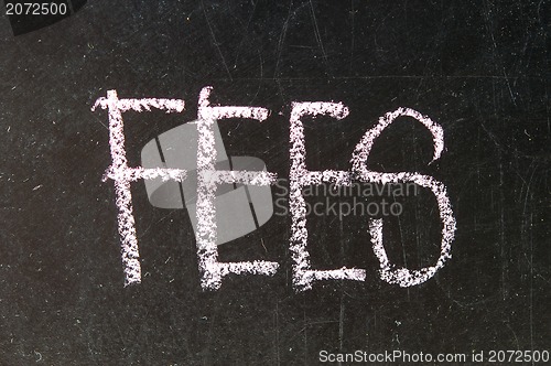 Image of  FEES written in chalk. 