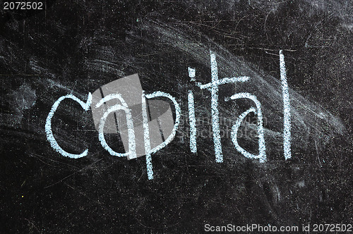 Image of business CAPITAL written on blackboard 