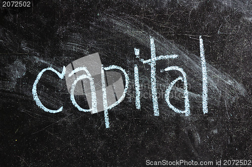 Image of business CAPITAL written on blackboard 