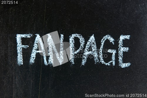 Image of FANPAGE handwritten with chalk  on a blackboard 