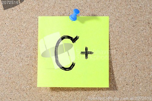 Image of C+ grade written on a test paper. 