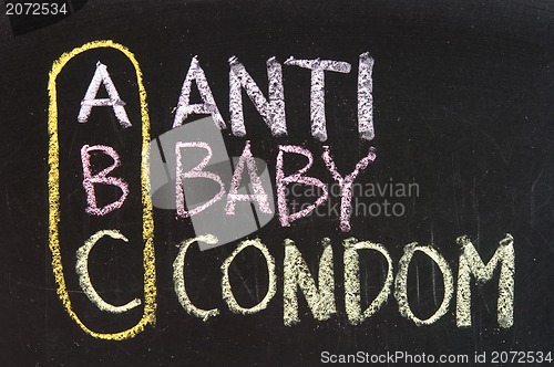 Image of  Acronym of ABC - Anti baby condom