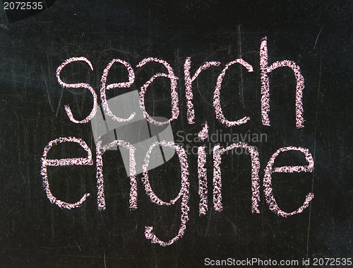 Image of 'SEARCH ENGINE' written on the blackboard 