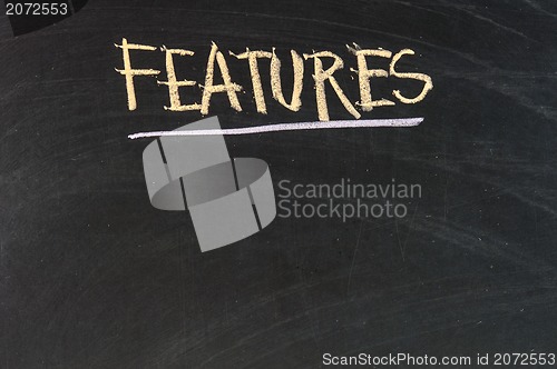 Image of  Features - blank list on a blackboard background