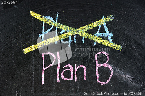 Image of plan b strategy option alternative planning business symbol black board isolated 