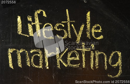 Image of lifestyle marketing written on blackboard background, high resolution, easy to use. 