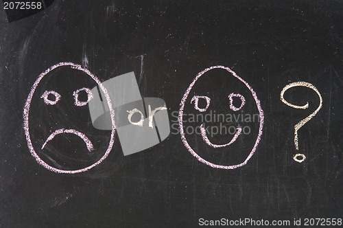 Image of Chalk drawing - Happy or sad ? 