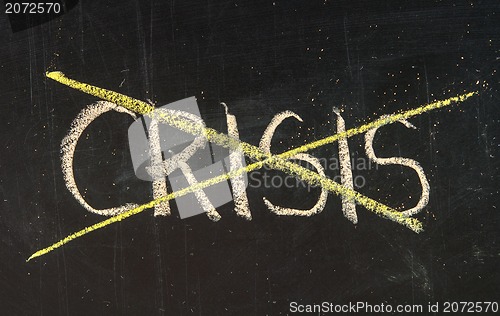 Image of Crossing out crisis on a green chalkboard