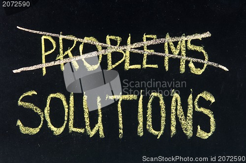 Image of A chalk board with the words problems and solutions 