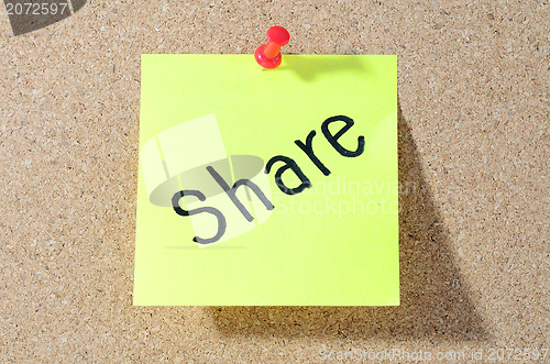 Image of SHARE sticky notes, postit isolated on  background 