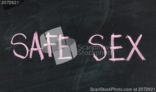 Image of safe sex title on a school blackboard