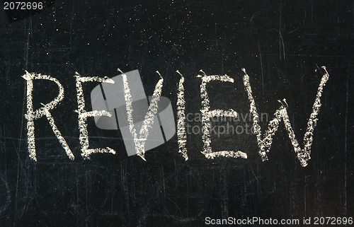 Image of Review word symbol drawn on the blackboard 