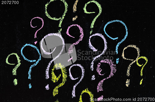 Image of decision making or brainstorming concept - a collection of question marks 