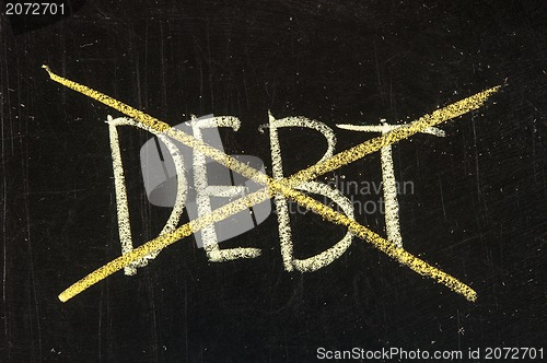 Image of Debt being crossed out on a blackboard