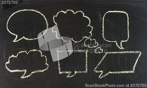 Image of Speech Bubbles drawn on a chalk board