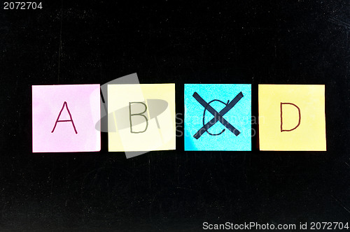 Image of ABCD paper on blackboard