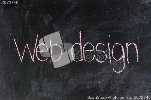 Image of Conceptual hand drawn WEB DESIGN on black chalkboard. 