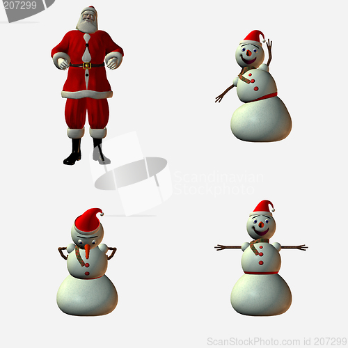 Image of Snowman and Santa