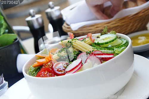 Image of Vegetable salad in restaurant 