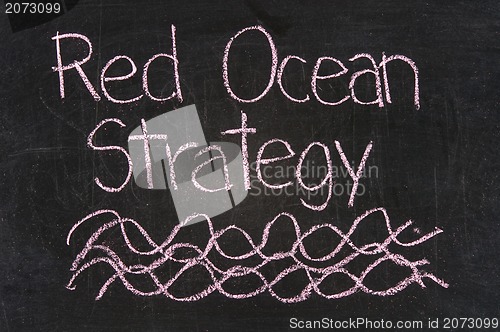 Image of red ocean strategy written on blackboard 