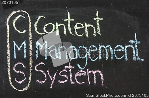 Image of CMS,Content management system, written on the chalkboard 