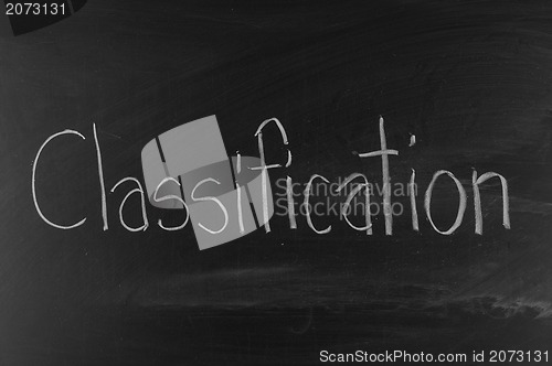 Image of Classification written on blackboard background high resolution 