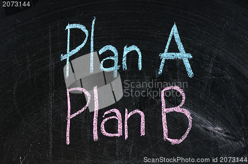 Image of plan b strategy option alternative planning business symbol black board isolated 