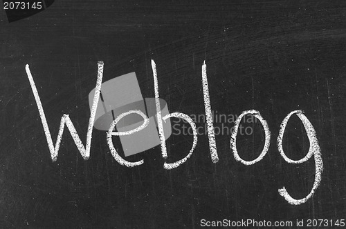 Image of Chalk drawing - weBlog word written on chalkboard 