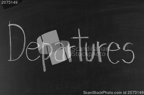 Image of Departures written on blackboard background high resolution 