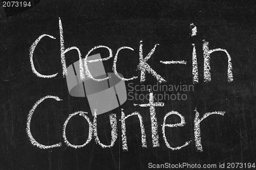 Image of Check-in Counter written on blackboard background high resolution 
