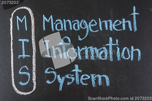 Image of management information system written on blackboard background