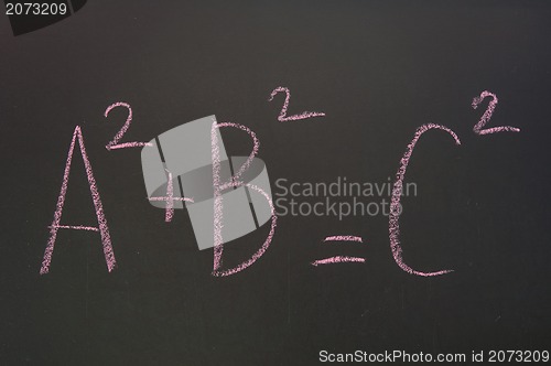 Image of simple math formula on chalkboard 